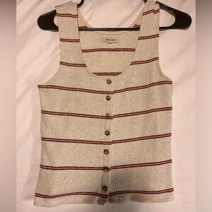 Madewell Cream and Red Striped Tank Top